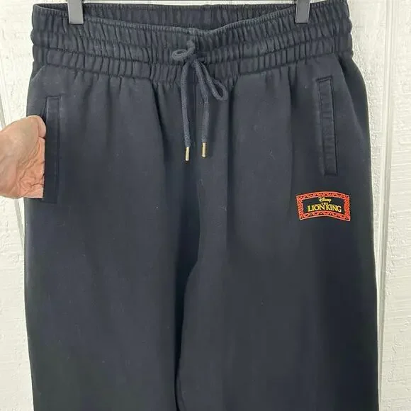 Disney Lion King Wide Leg Sweatpants Lounge Graphic Simba Black Women L - Picture 4 of 8
